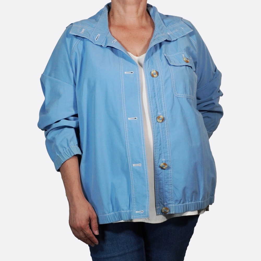 Tommy Hilfiger Sky Blue Cotton Blend All-Condition Gear Hooded Jacket 2X XXL